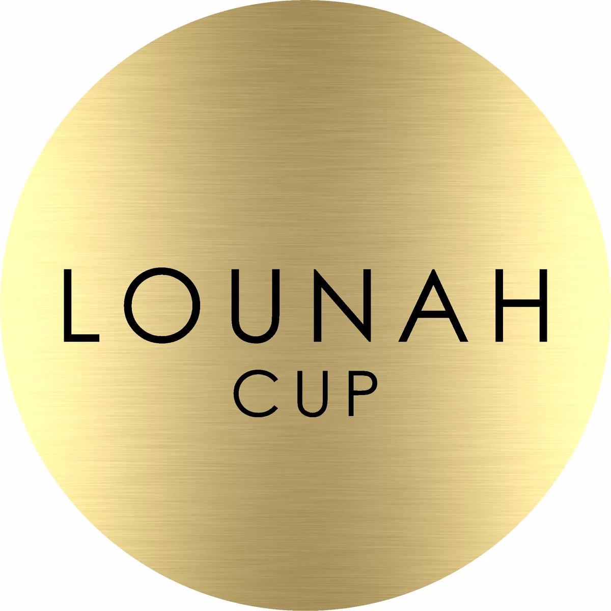 The round gold Lounah Cup sign.